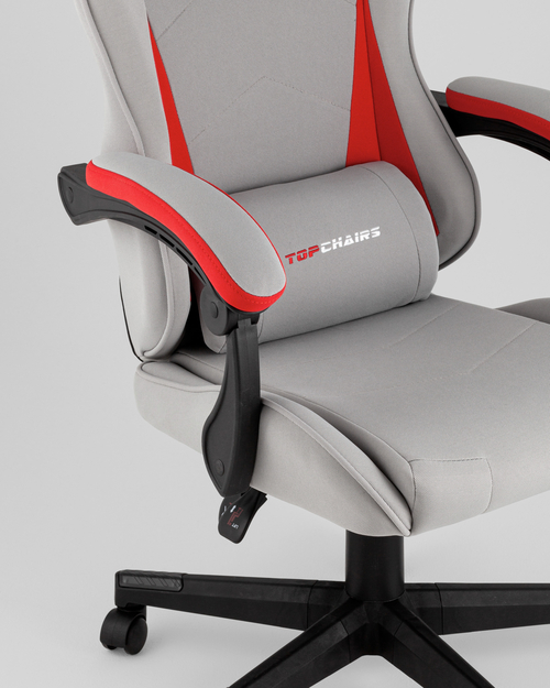 Кресло спортивное TopChairs Phantom ткань серо-красный