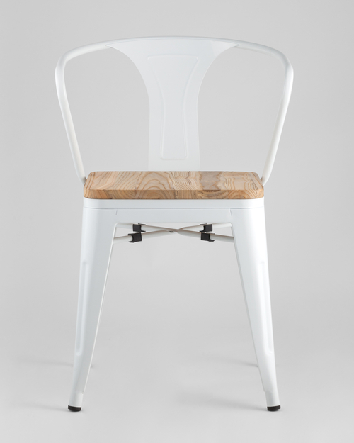 Стул TOLIX ARM WOOD белый глянцевый + светлое дерево 4 шт.