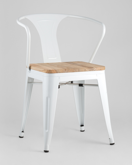 Стул TOLIX ARM WOOD белый глянцевый + светлое дерево 4 шт.