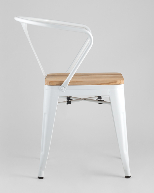 Стул TOLIX ARM WOOD белый глянцевый + светлое дерево 4 шт.