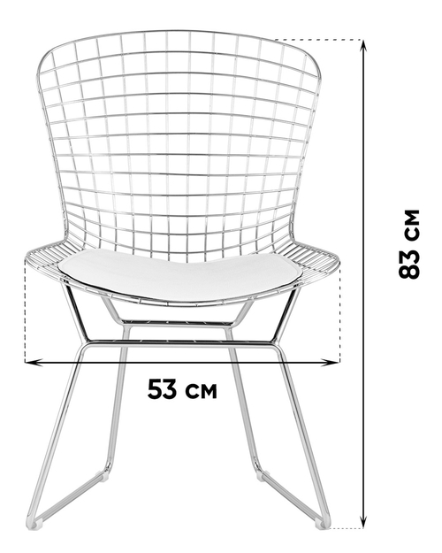 Стул обеденный Bertoia хромированный с черной подушкой