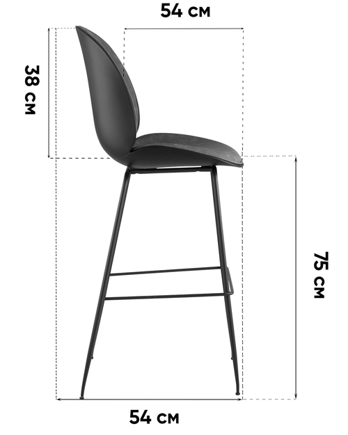Стул барный Beetle PU со спинкой серый