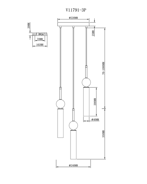 Светильник подвесной Moderli V11791-3P Illis