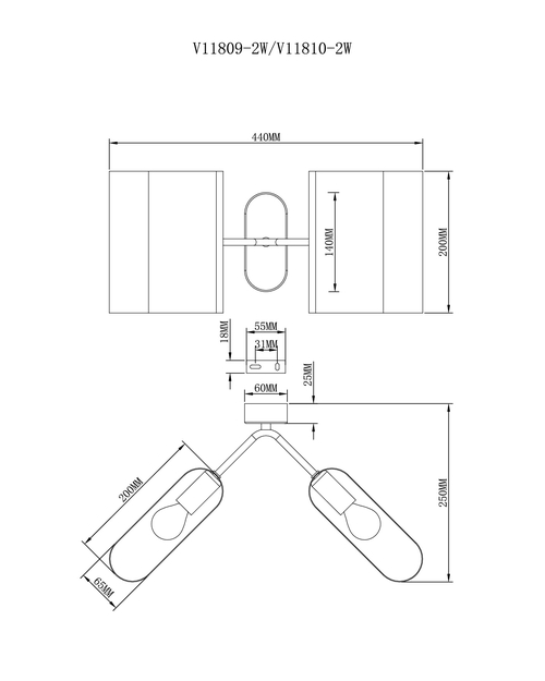 Светильник настенный Moderli V11810-2W Metalicana