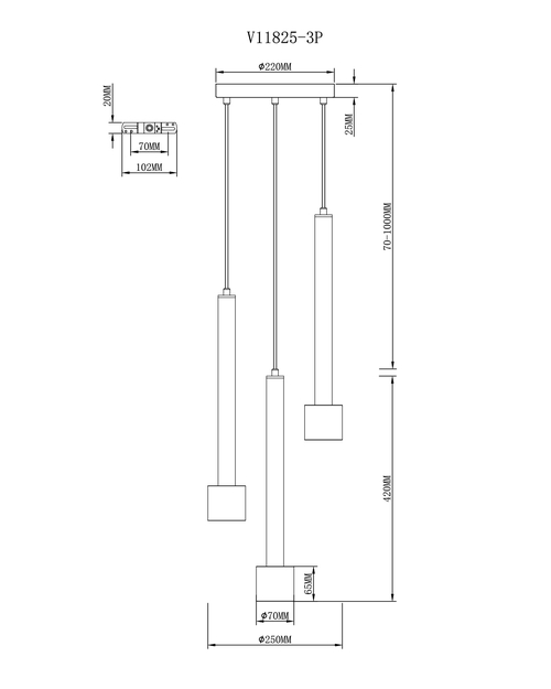 Светильник подвесной Moderli V11825-3P Malet