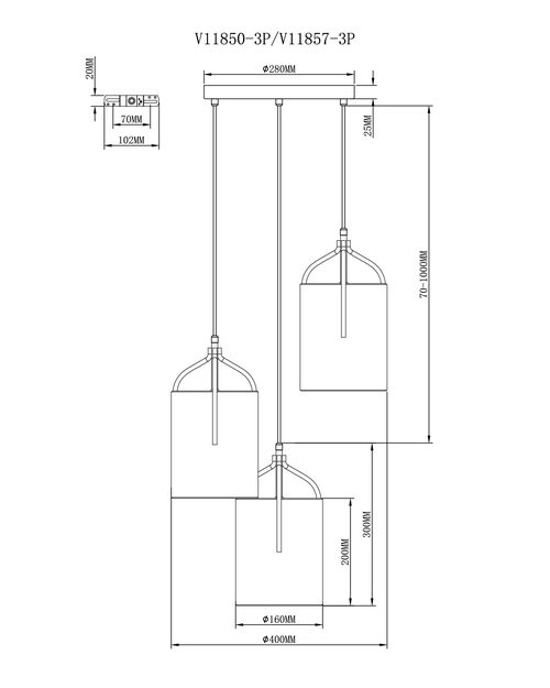 Светильник подвесной Moderli V11857-3P Inari