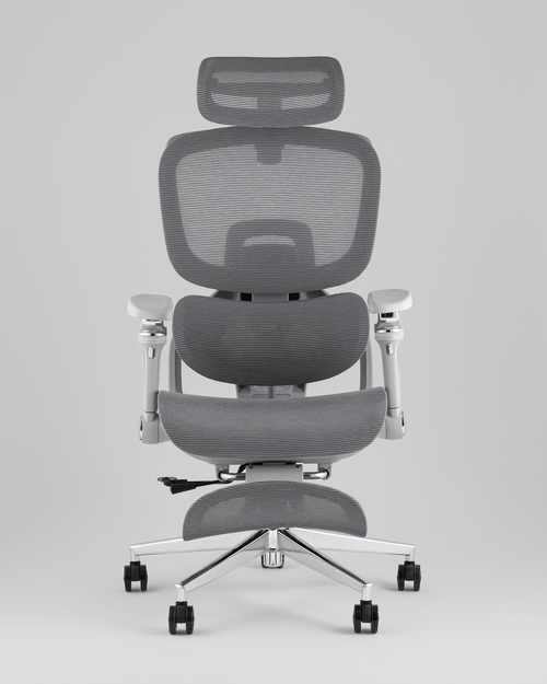 Кресло офисное TopChairs Prodigy с оттоманкой серый