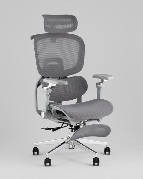 Кресло офисное TopChairs Prodigy с оттоманкой серый