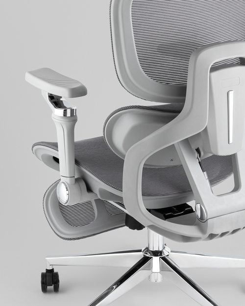 Кресло офисное TopChairs Prodigy с оттоманкой серый