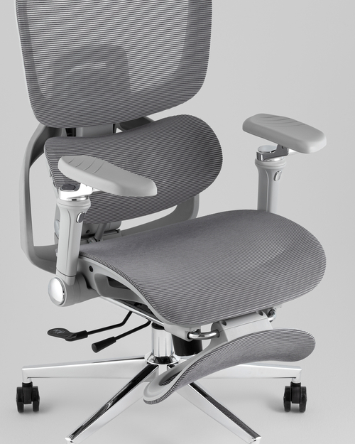 Кресло офисное TopChairs Prodigy с оттоманкой серый
