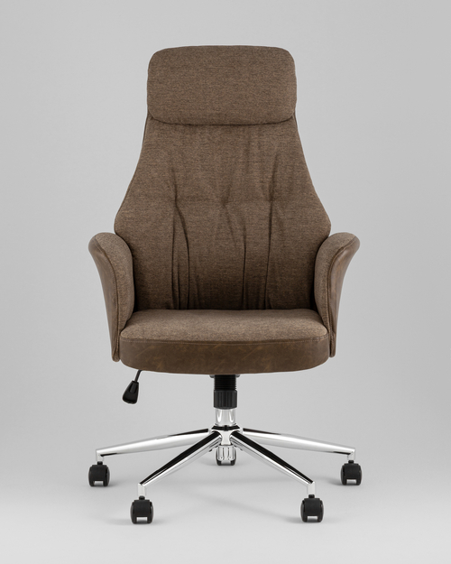 Кресло офисное TopChairs Neoma коричневый экокожа ткань