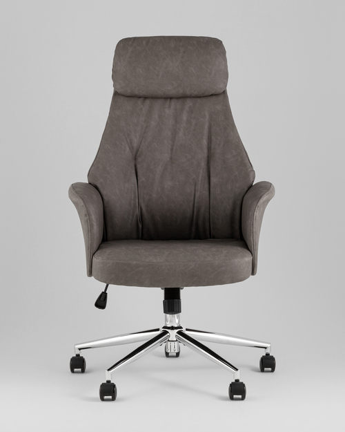Кресло офисное TopChairs Neoma серый экокожа