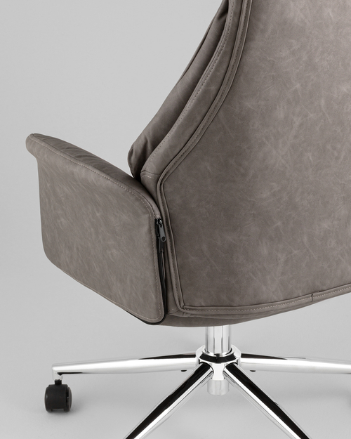 Кресло офисное TopChairs Neoma серый экокожа