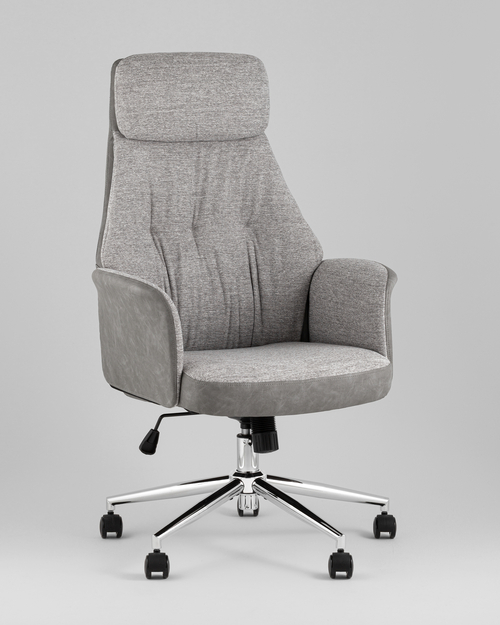 Кресло офисное TopChairs Neoma светло-серый экокожа ткань