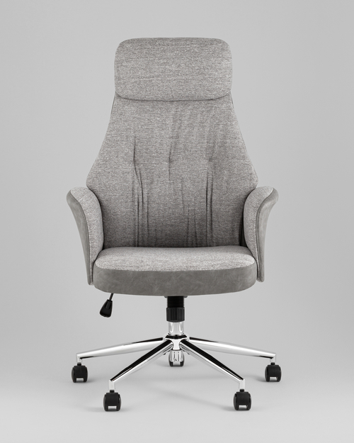 Кресло офисное TopChairs Neoma светло-серый экокожа ткань