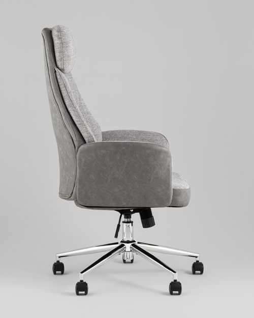 Кресло офисное TopChairs Neoma светло-серый экокожа ткань