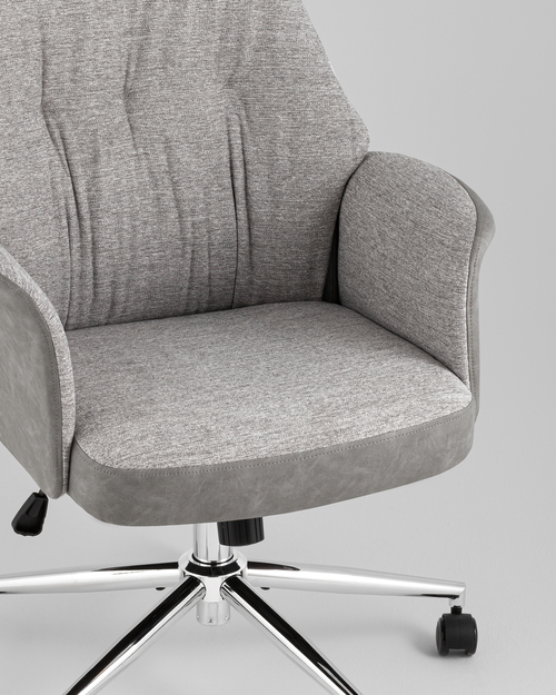 Кресло офисное TopChairs Neoma светло-серый экокожа ткань