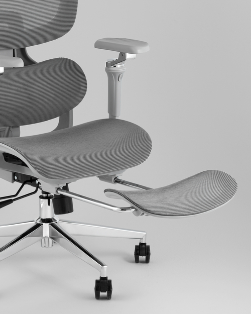 Кресло офисное TopChairs Prodigy с оттоманкой серый