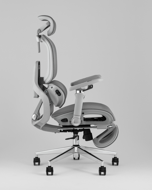 Кресло офисное TopChairs Prodigy с оттоманкой серый