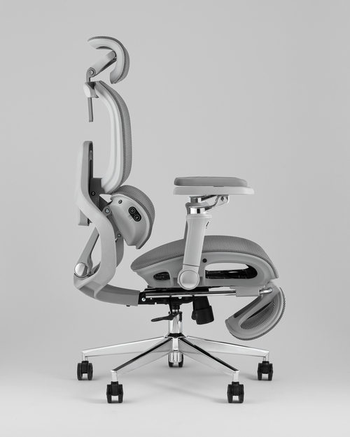 Кресло офисное TopChairs Prodigy с оттоманкой серый