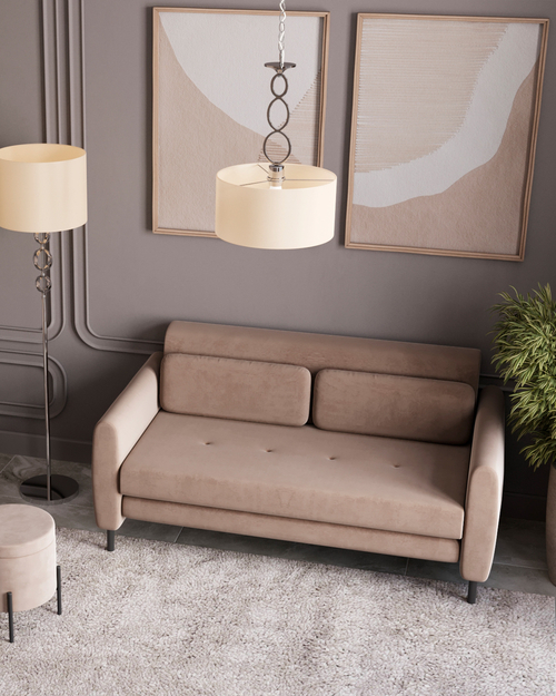 Диван-кровать прямой Барнаби велюр светло-серый