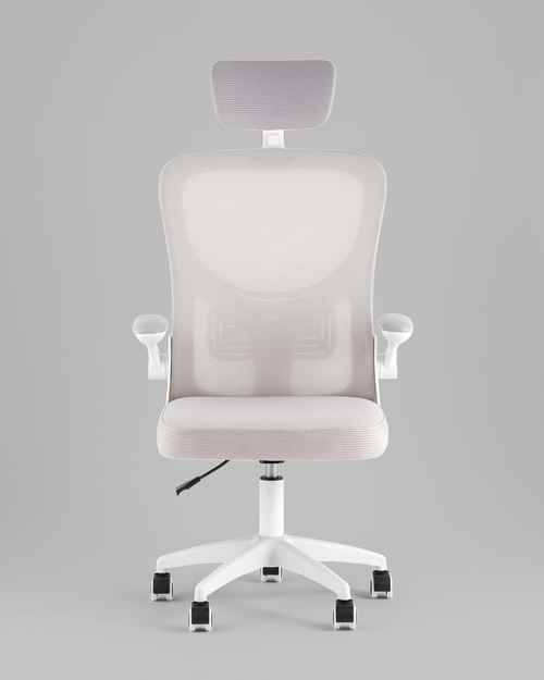 Кресло офисное TopChairs Core серый с подголовником пластик белый