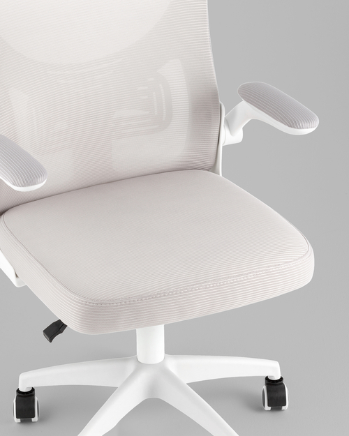 Кресло офисное TopChairs Core серый с подголовником пластик белый