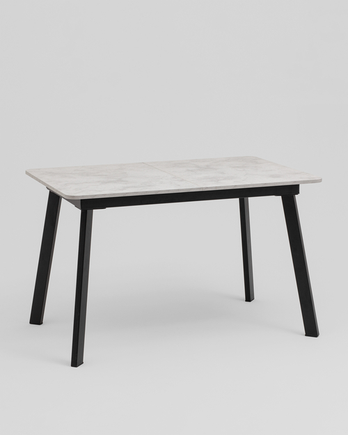 Стол Batu new 120-160/80/76, столешница ЛМДФ, ароза светлая, подстолье металл черный
