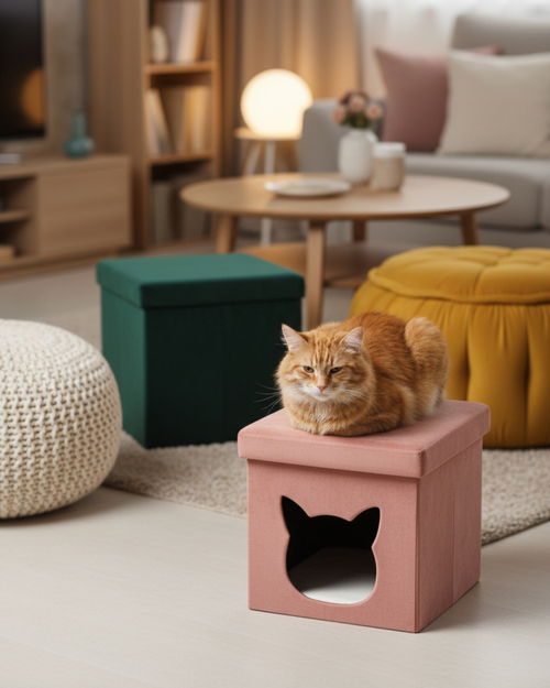 Пуф складной с ящиком Store Pet розовый
