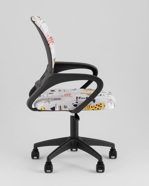 Кресло компьютерное детское TopChairs Simple SN Junior принт Blue Cats пластик черный