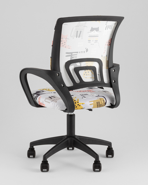 Кресло компьютерное детское TopChairs Simple SN Junior принт Blue Cats пластик черный