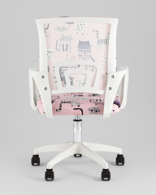 Кресло компьютерное детское TopChairs Simple SN Junior принт Pink Cats пластик белый