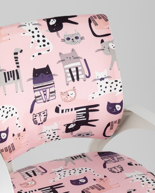 Кресло компьютерное детское TopChairs Simple SN Junior принт Pink Cats пластик белый