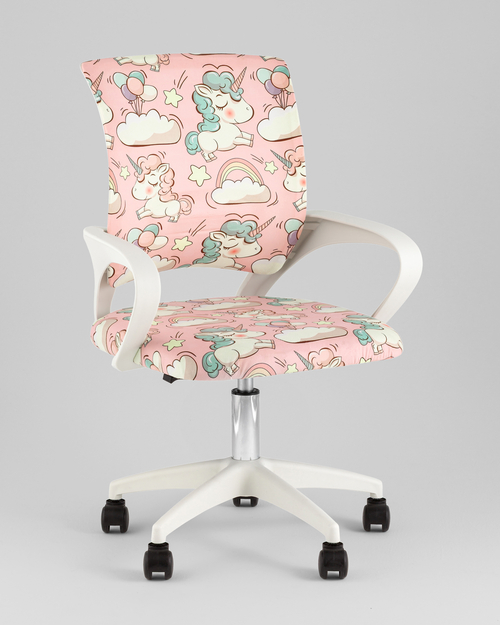 Кресло компьютерное детское TopChairs Simple SN Junior принт Unicorns пластик белый