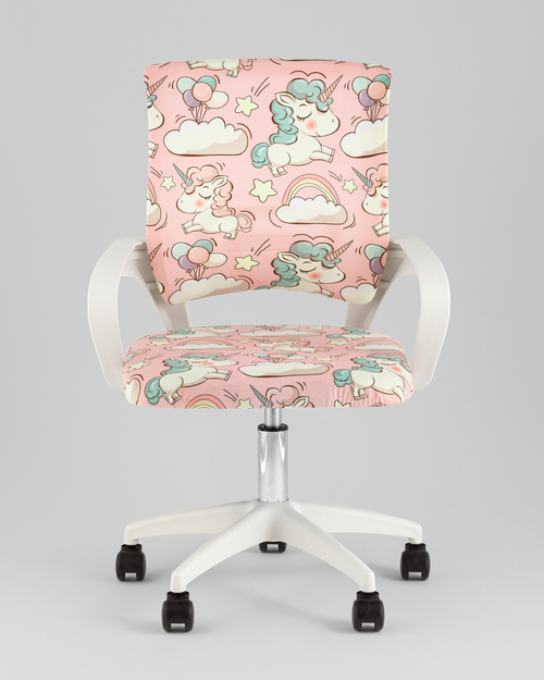 Кресло компьютерное детское TopChairs Simple SN Junior принт Unicorns пластик белый