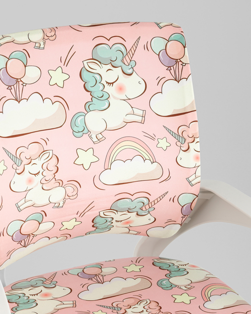Кресло компьютерное детское TopChairs Simple SN Junior принт Unicorns пластик белый