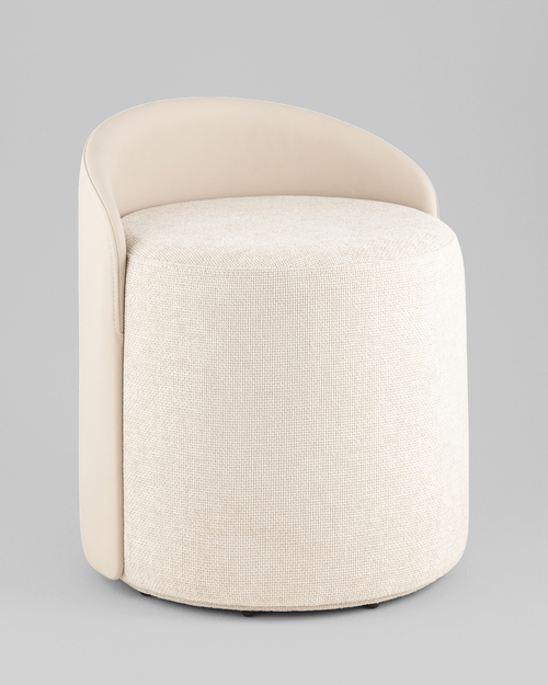 Пуф Тея спинка экокожа сиденье шенилл бежевый