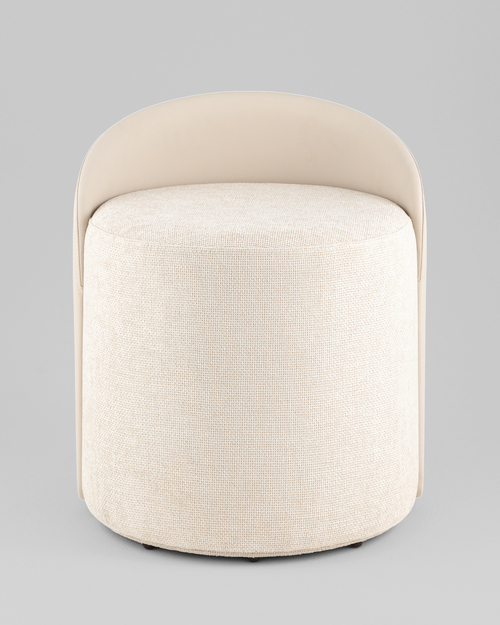 Пуф Тея спинка экокожа сиденье шенилл бежевый