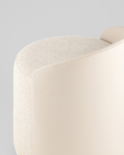 Пуф Тея спинка экокожа сиденье шенилл бежевый