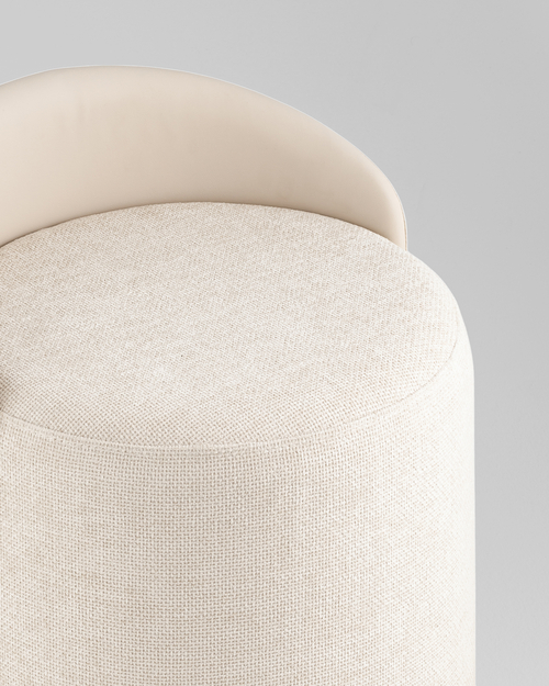 Пуф Тея спинка экокожа сиденье шенилл бежевый