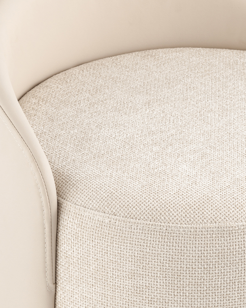 Пуф Тея спинка экокожа сиденье шенилл бежевый