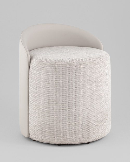 Пуф Тея спинка экокожа сиденье шенилл светло-серый