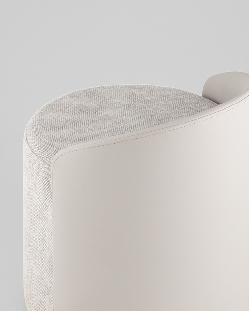 Пуф Тея спинка экокожа сиденье шенилл светло-серый