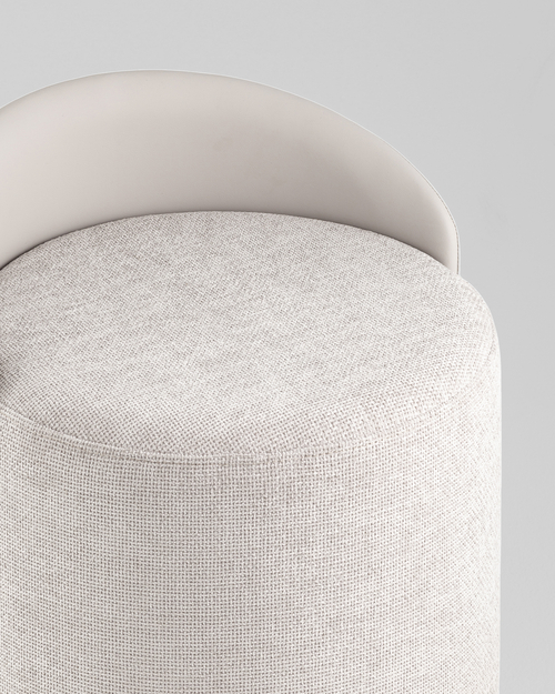 Пуф Тея спинка экокожа сиденье шенилл светло-серый