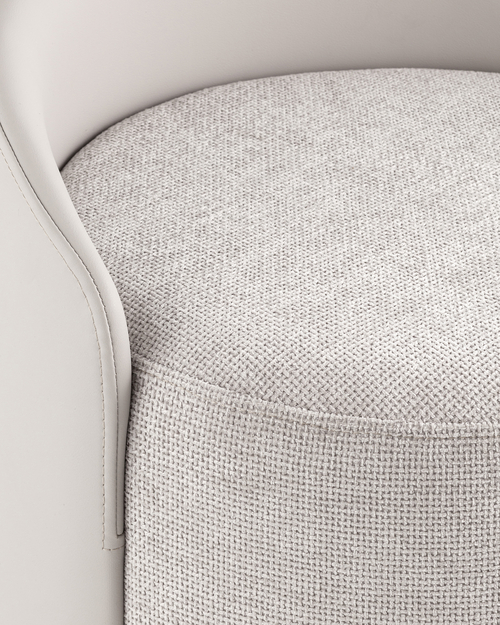 Пуф Тея спинка экокожа сиденье шенилл светло-серый