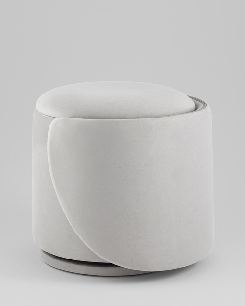 Пуф-трансформер Таунсвилл вращающийся с ящиком велюр светло-серый