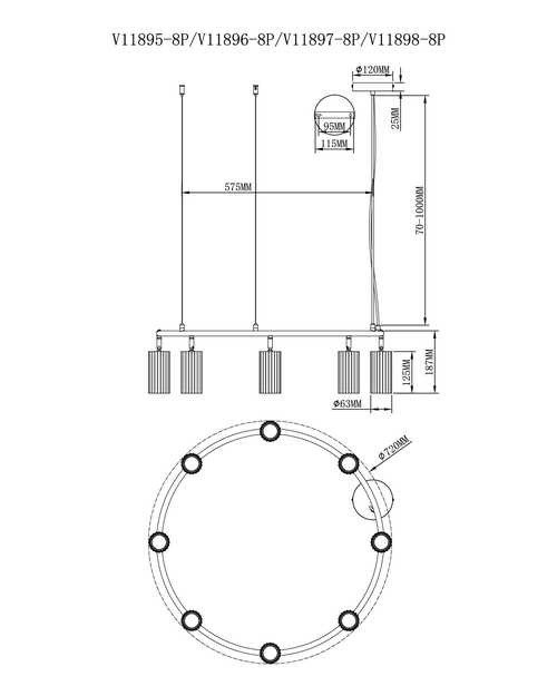 Люстра подвесная Moderli V11897-8P Cora