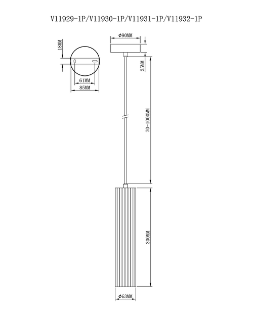 Светильник подвесной Moderli V11932-1P Cora