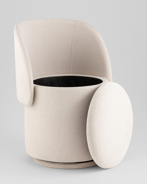 Пуф-трансформер Таунсвилл вращающийся с ящиком букле молочный