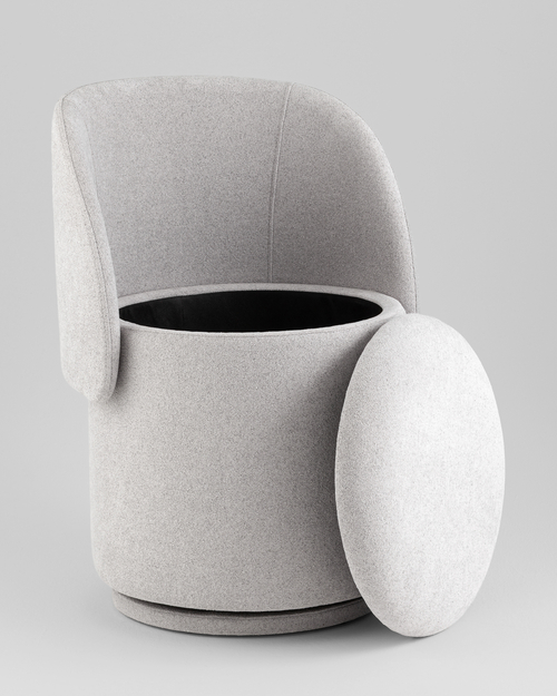Пуф-трансформер Таунсвилл вращающийся с ящиком букле светло-серый